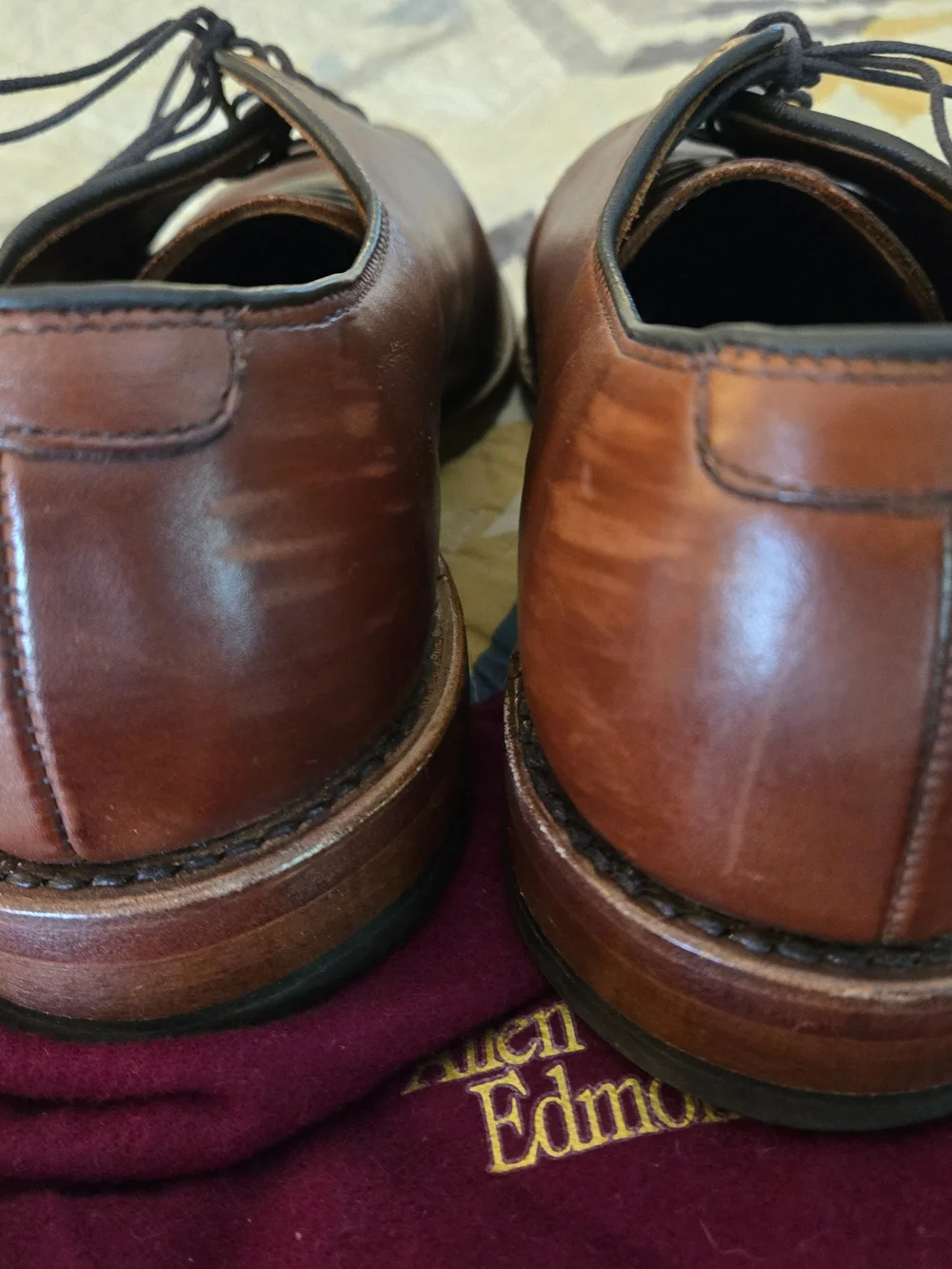 Allen Edmonds Delray Brown Leather Split Toe Dress Shoes Mens Size 7.5 7 1/2
